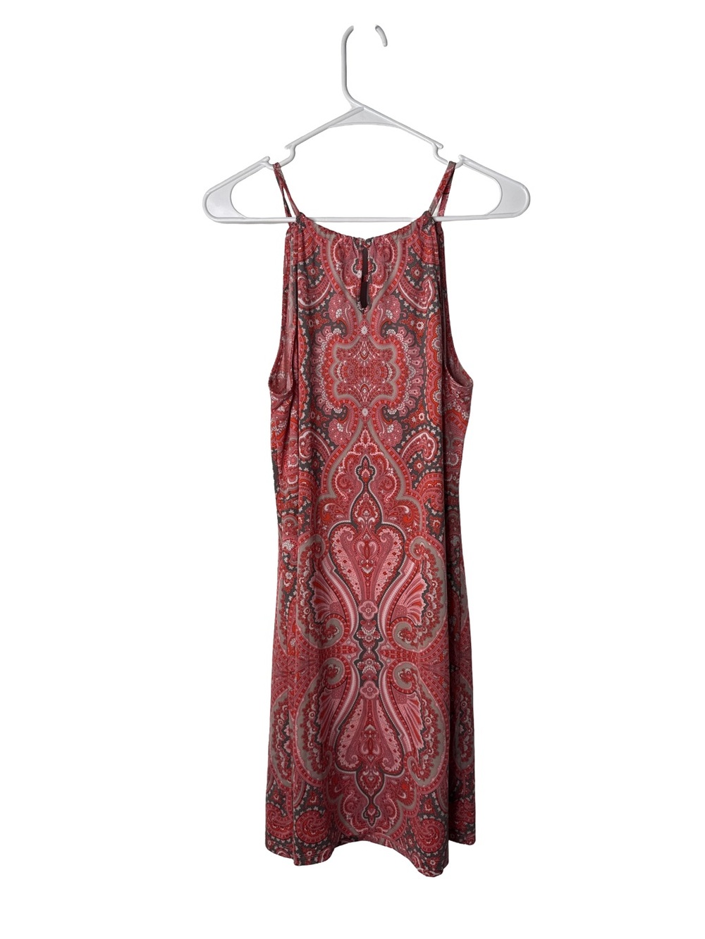 INC INTERNATIONAL CONCEPTS Petite Gray Pink Strap Y2K Halter Sequin Satin Dress - Picture 4 of 7